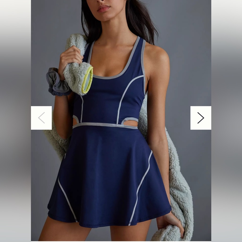 NWT Free People Movement Give It A Whirl Cutout‎ Dress In Navy